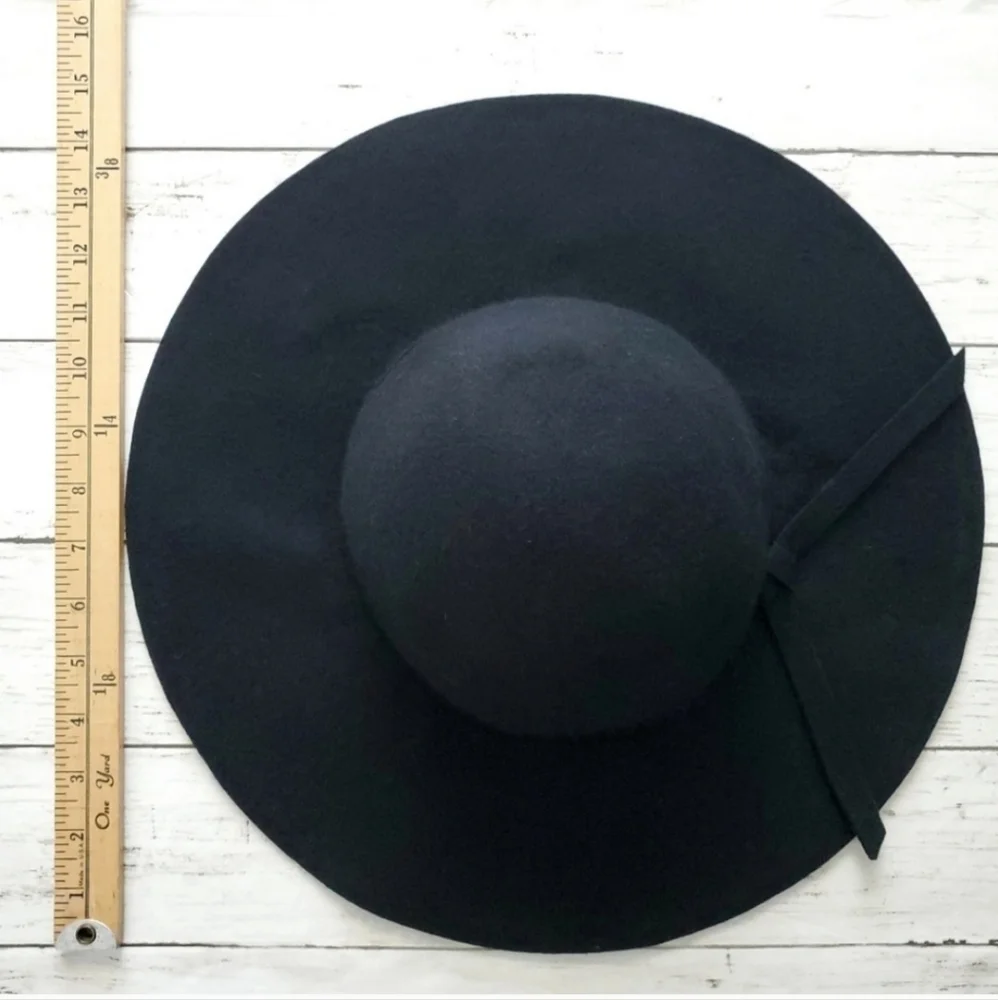 100% Wool Boho Black Floppy Felt Hat 57cm